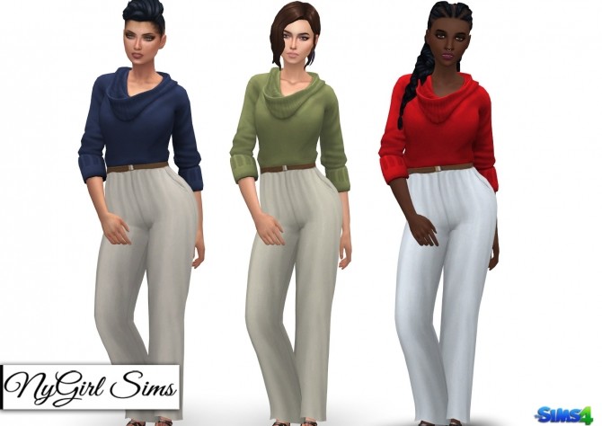 Sims 4 Belted Sweater Jumpsuit at NyGirl Sims