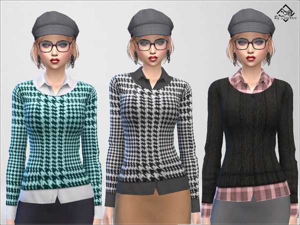 Sims 4 Shirt with Pullover by Devirose at TSR