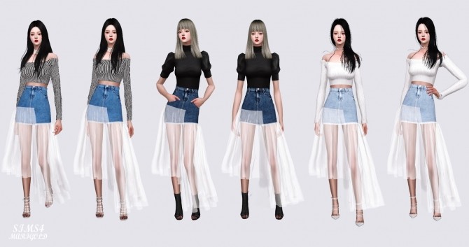 Sims 4 Mesh Denim Long Skirt at Marigold