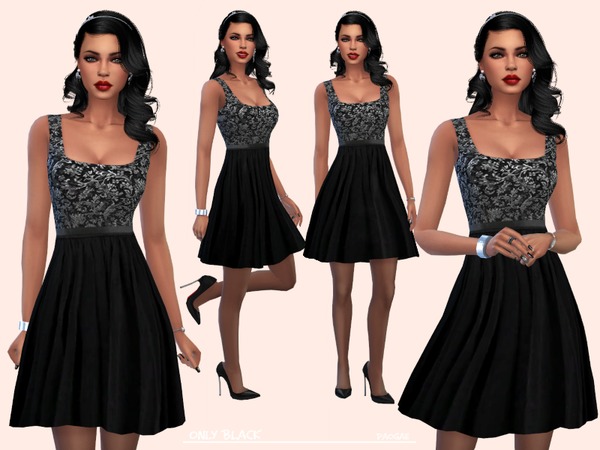 Sims 4 OnlyBlack dress by Paogae at TSR