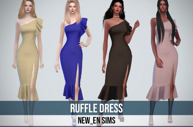 Sims 4 Ruffles Ruffle Dress at NEWEN » Sims 4 Updates