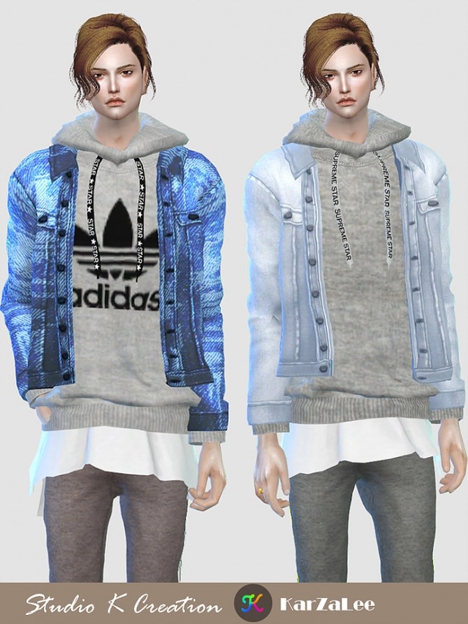 Sims 4 Jeans Jacket hoodie top at Studio K Creation
