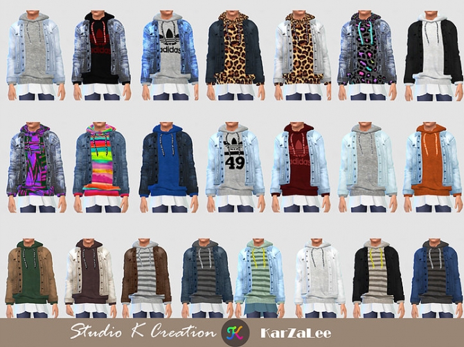 Jeans Jacket hoodie top at Studio K-Creation » Sims 4 Updates