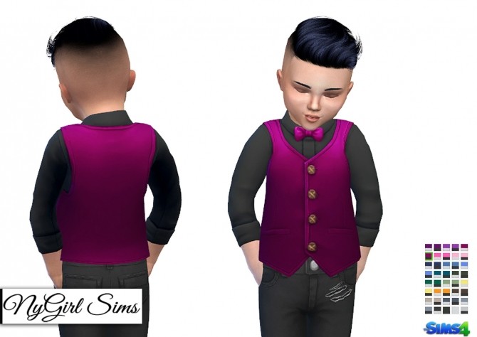 Button Up with Vest and Bowtie at NyGirl Sims » Sims 4 Updates