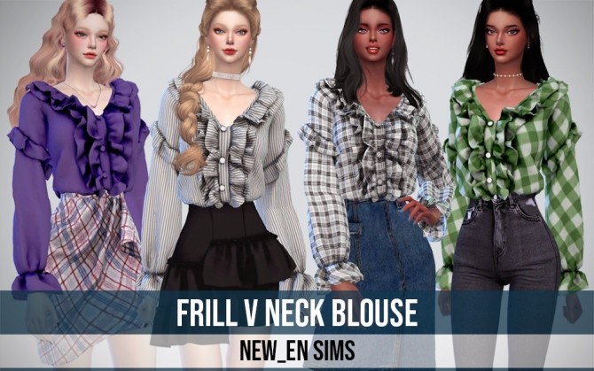 Sims 4 Frill V Neck Blouse at NEWEN