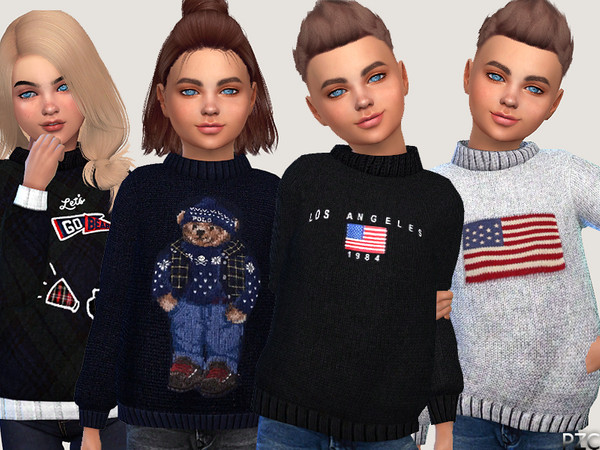 Winter Sweaters For Children 02 By Pinkzombiecupcakes At Tsr Sims 4