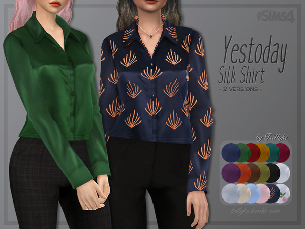 Sims 4 Yestoday Silk Shirt by Trillyke at TSR