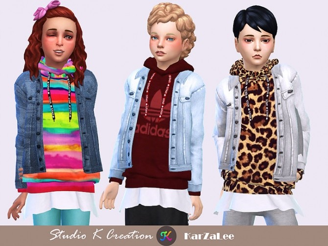 Sims 4 Jeans Jacket hoodie top kids at Studio K Creation