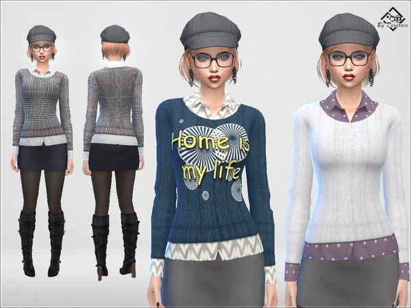 Sims 4 Shirt with Pullover by Devirose at TSR