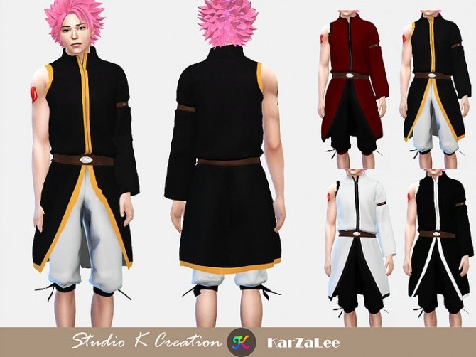 Sims 4 Fairy Tail Natsu Dragneels outfit at Studio K Creation