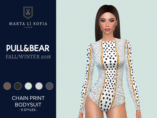 Sims 4 Chain Print Bodysuit by martalisofia at TSR
