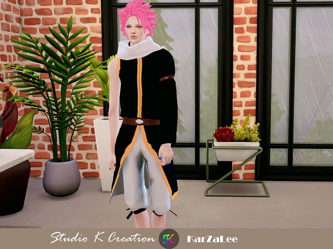 Sims 4 Fairy Tail Natsu Dragneels outfit at Studio K Creation
