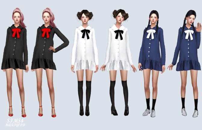 Ribbon Frill Mini Dress at Marigold » Sims 4 Updates