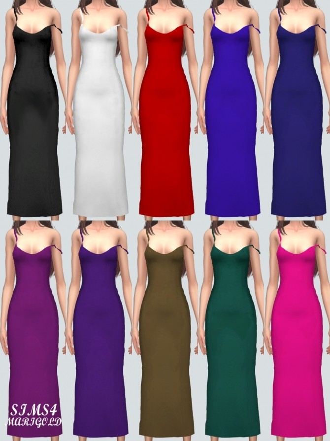 Sims 4 Natural Tight Long Dress at Marigold