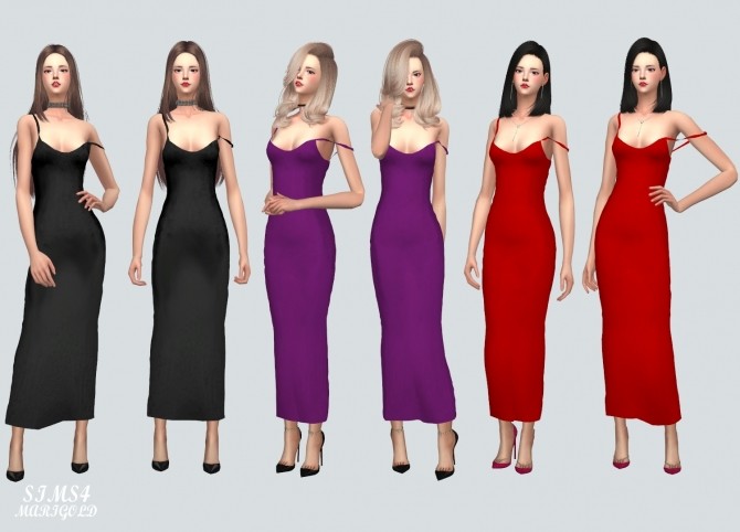 Sims 4 Natural Tight Long Dress at Marigold