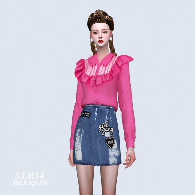 Sims 4 Lace Frill blouse at Marigold