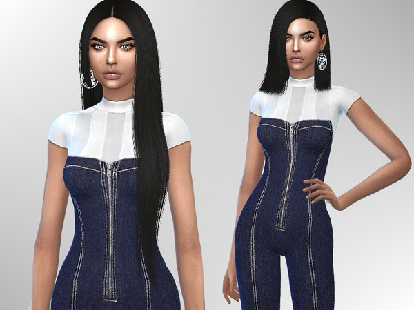 Sims 4 Denim Jumpsuit by Puresim at TSR