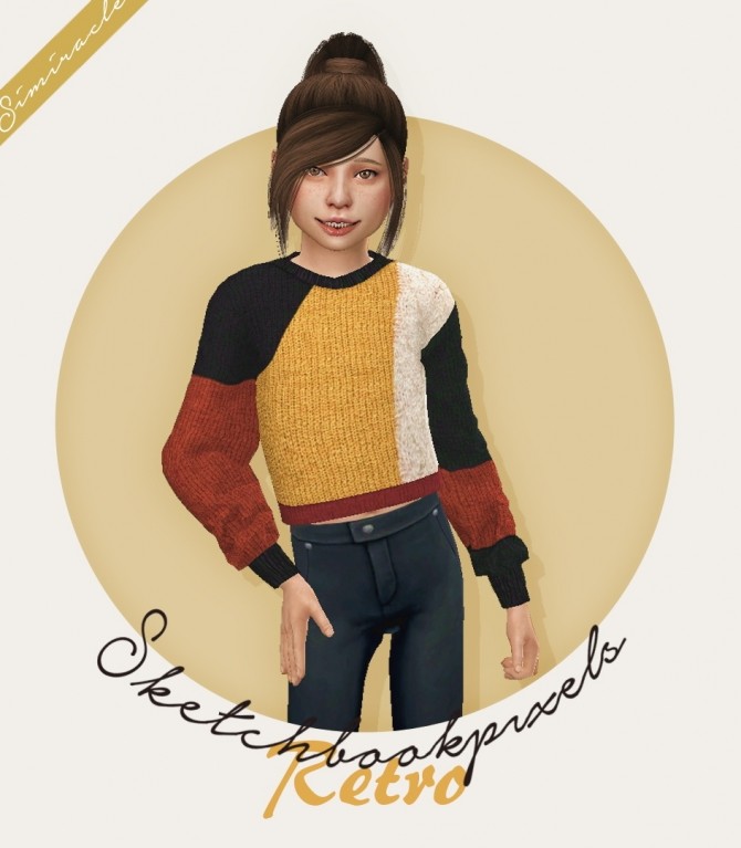 Sims 4 Sketchbookpixels Retro 3T4 sweater for kids at Simiracle