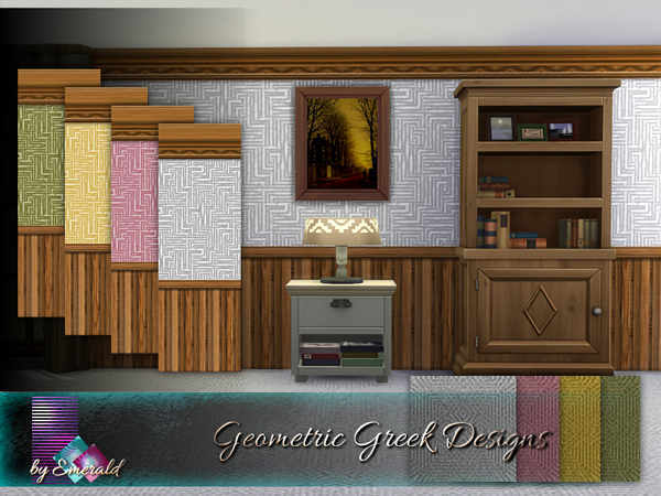 Sims 4 Geometric Greek Designs walls by emerald at TSR