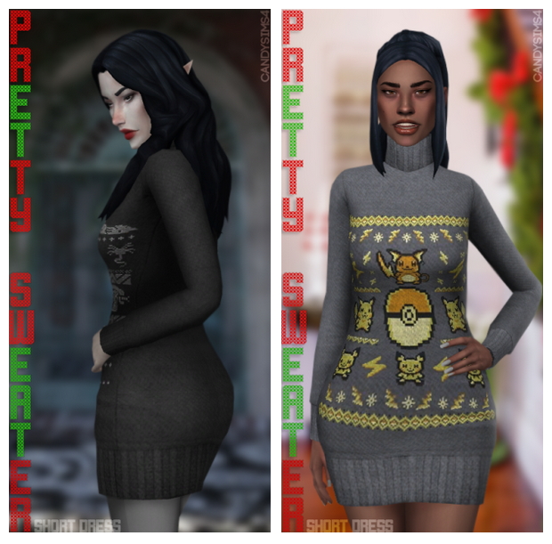 Sims 4 PRETTY SWEATER SHORT DRESS at Candy Sims 4