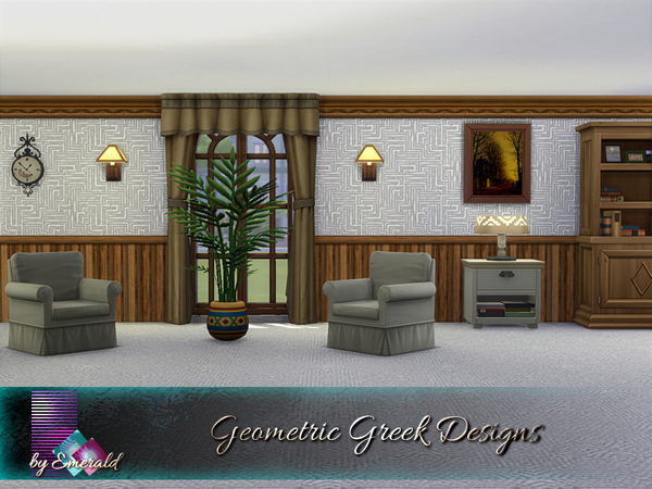 Sims 4 Geometric Greek Designs walls by emerald at TSR
