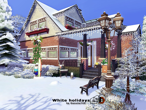 Sims 4 White holidays house by Danuta720 at TSR