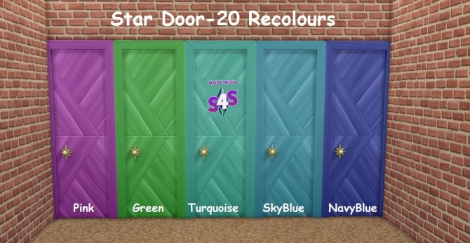 Sims 4 StarKnob Slat Door 20 Colours by wendy35pearly at Mod The Sims