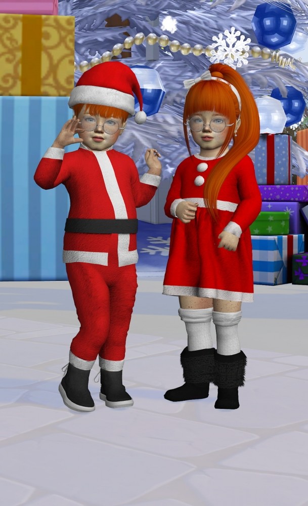 Sims 4 LITTLEWONDERS SANTA OUTFITS by Thiago Mitchell at REDHEADSIMS