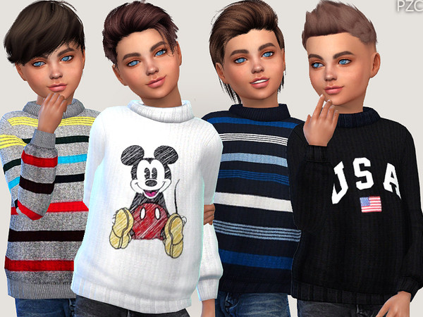 Sims 4 Winter Sweaters For Boys by Pinkzombiecupcakes at TSR
