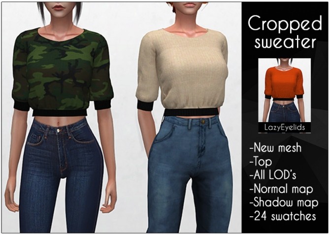 Sims 4 Cropped sweater & pants at LazyEyelids