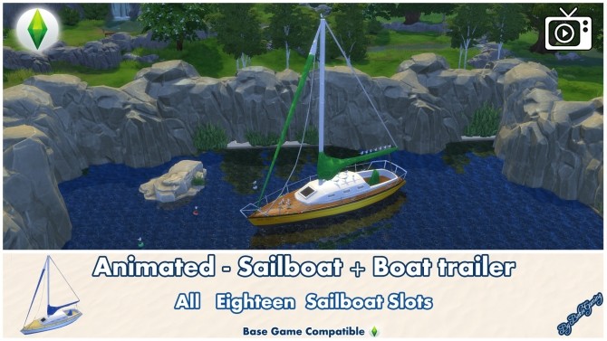 Sims 4 Animated Sailboat + Water Ripple Effect by Bakie at Mod The Sims