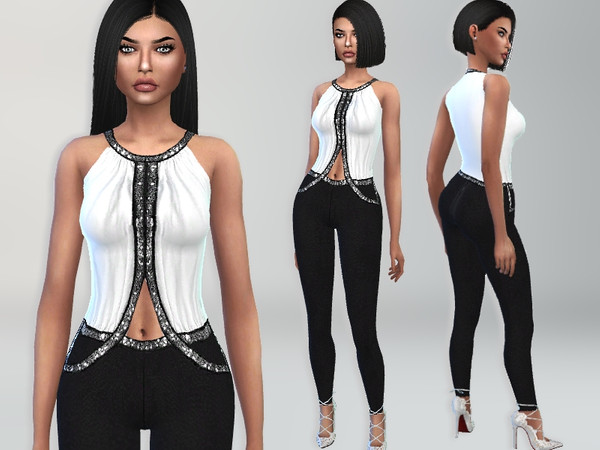 Sims 4 Sequined Jumpsuit by Puresim at TSR