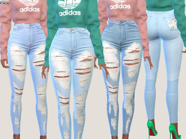 Sims 4 Serenity Denim Jeans in 2 Versions by Pinkzombiecupcakes at TSR