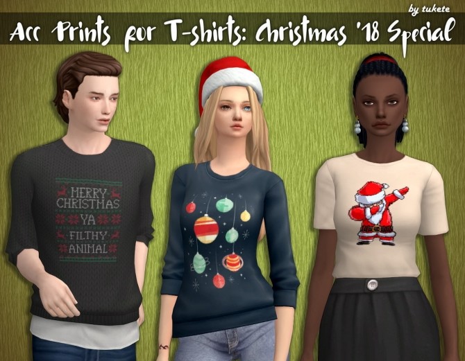 Sims 4 Acc Prints for T shirts: Christmas 18 Special at Tukete