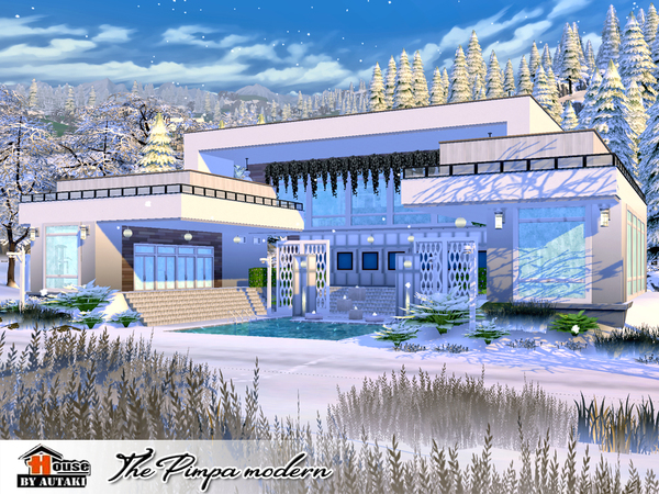 Sims 4 The Pimpa Modern house by autaki at TSR