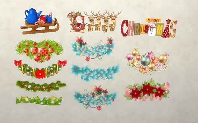Sims 4 Christmas window decals set 2 by Meryane at Beauty Sims