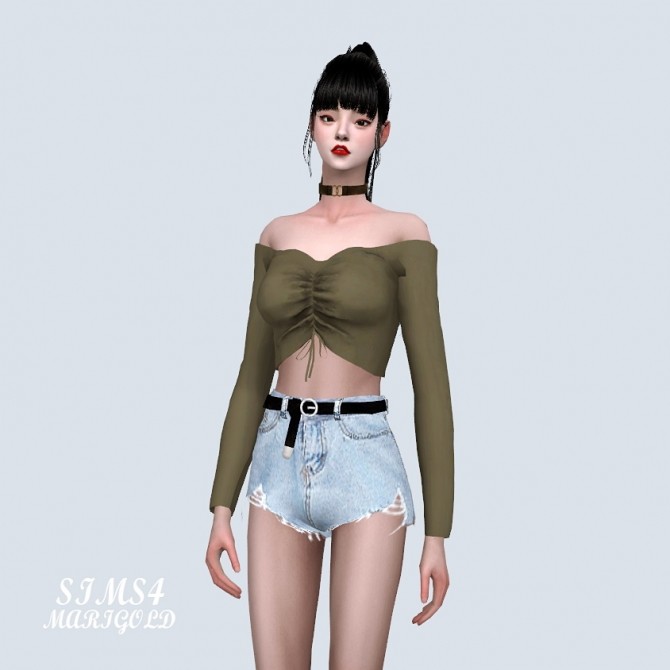 Sims 4 Shirring Off Shoulder Top at Marigold