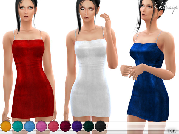 Sims 4 Velvet Mini Dress by ekinege at TSR