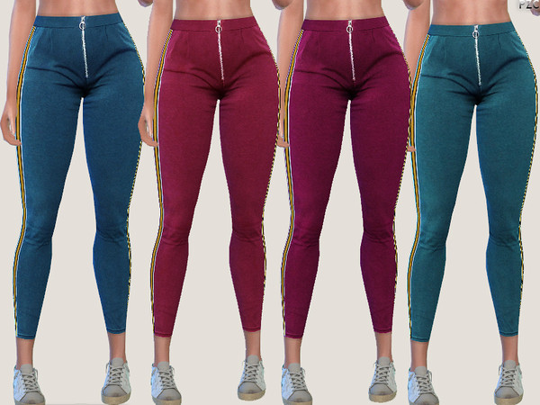 Sims 4 Casual and Athletic Trousers With Zipper and Side Stripes by Pinkzombiecupcakes at TSR