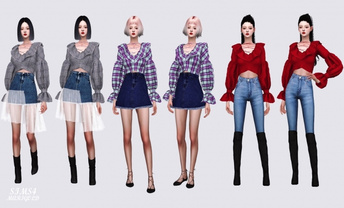 Strap Frill Blouse At Marigold » Sims 4 Updates