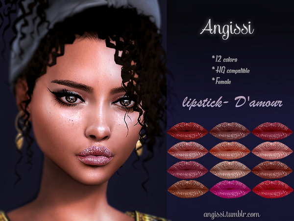 Sims 4 Damour lipstick by ANGISSI at TSR