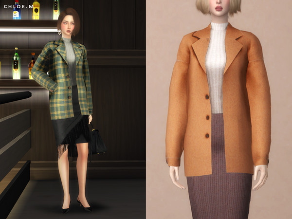 Sims 4 Woolen Overcoat by ChloeMMM at TSR