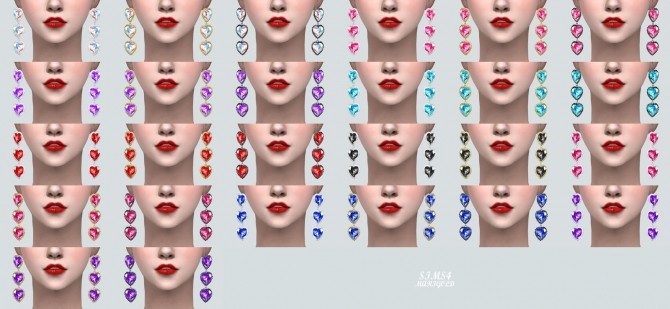 Sims 4 3 Heart Earrings at Marigold