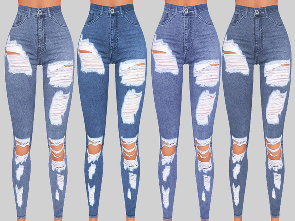 Sims 4 Sunset Denim Ripped Jeans 017 by Pinkzombiecupcakes at TSR