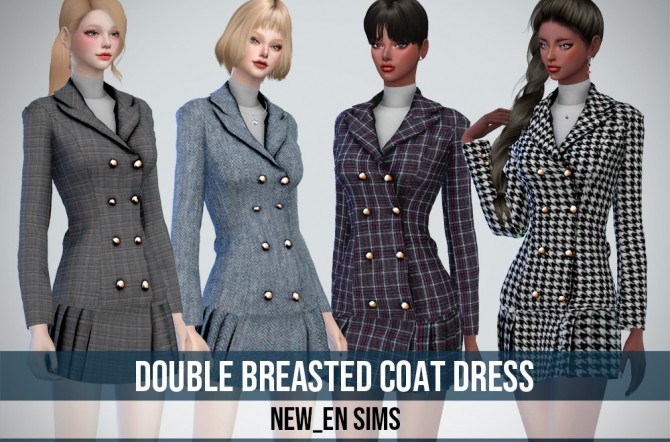 Sims 4 Double Breasted Coat Dress at NEWEN