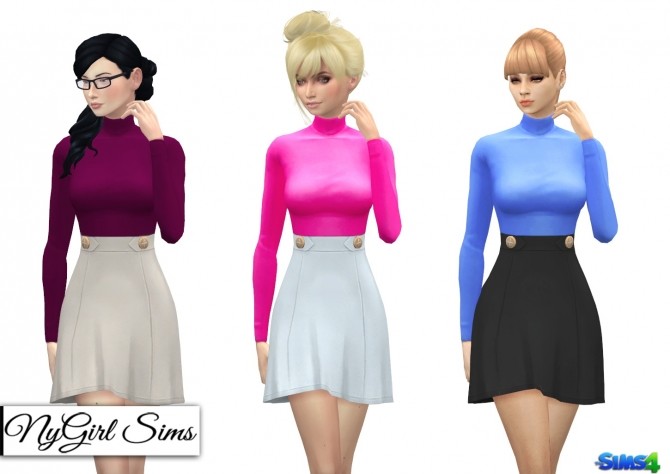 Sims 4 Turtleneck High Waist Dress at NyGirl Sims