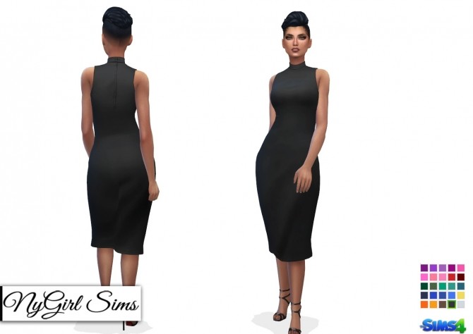 Sims 4 Mock Neck Pencil Dress at NyGirl Sims