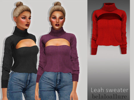 Belaloallure Leah sweater by belal1997 at TSR » Sims 4 Updates