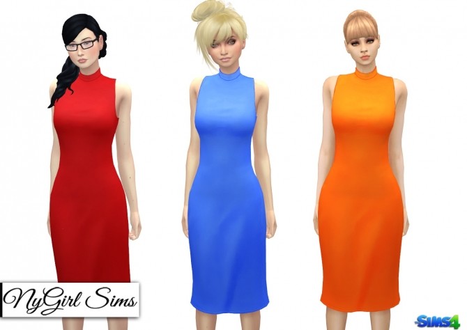 Sims 4 Mock Neck Pencil Dress at NyGirl Sims