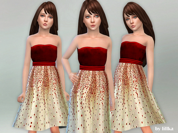 Sims 4 Velvet Party Dress by lillka at TSR